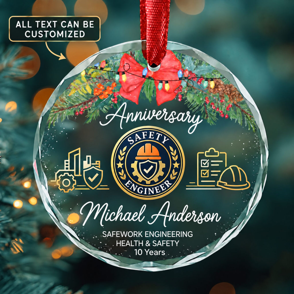 Health and Safety Engineers except Mining Safety Engineers and Inspectors Personalized Glass Ornament | 5To9Vibe
