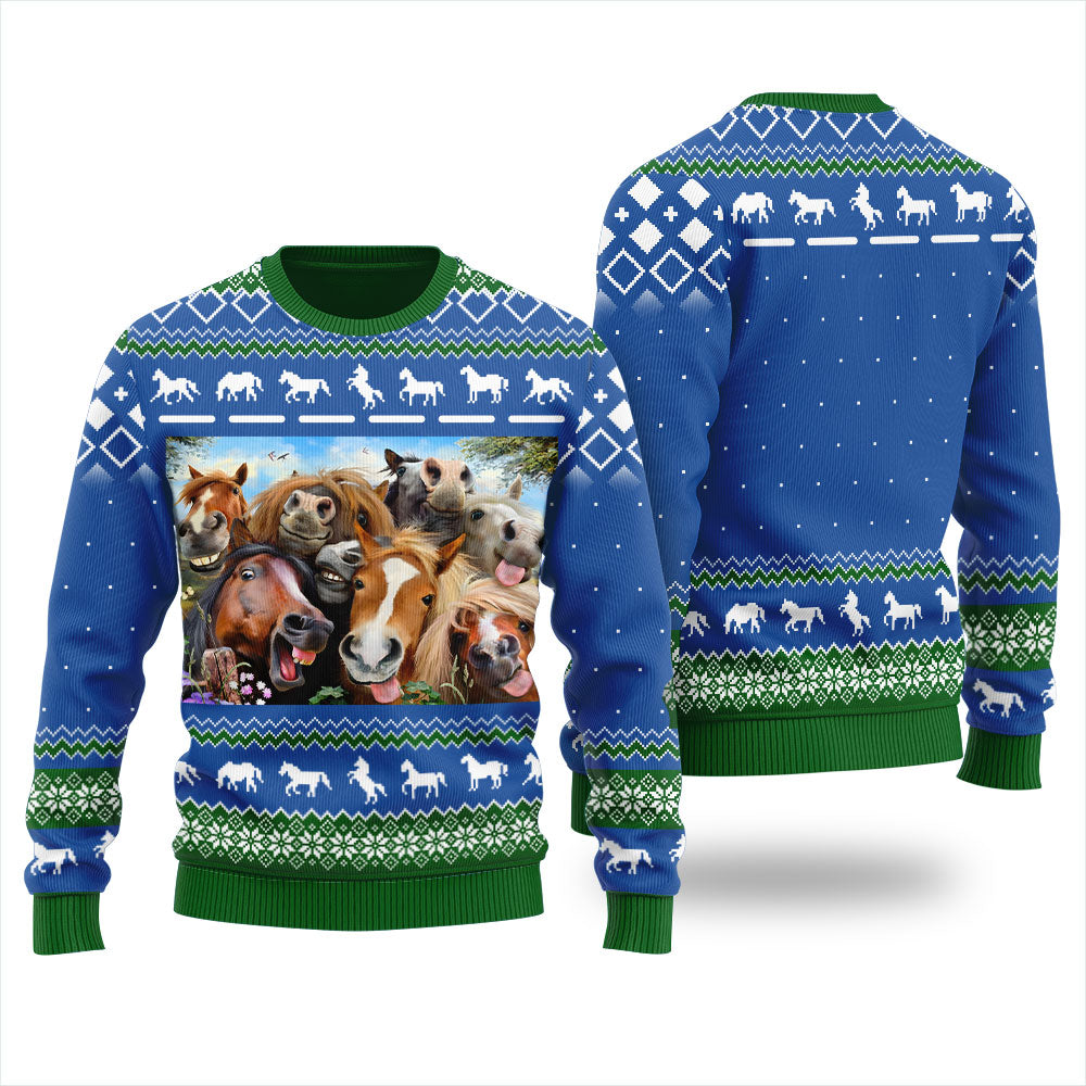 Hilarious Horse Ugly Sweater Royal