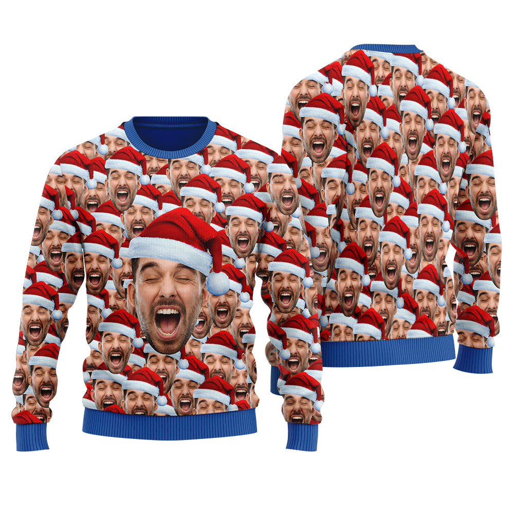 Hilarious Personalized Multiple Faces Ugly Christmas Sweater For Men