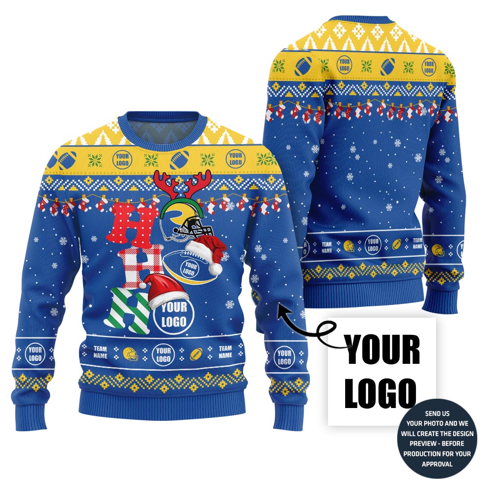 Ho Ho Ho Custom Ugly Xmas Sweater For Football Team