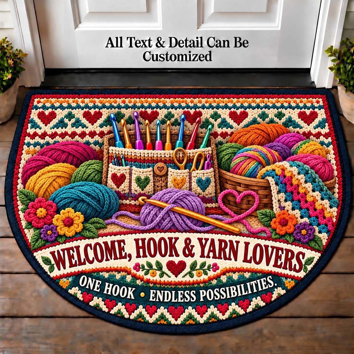 Hook and Yarn - Hook and Yarn Lovers Personalized Half Round Mat | 5To9Vibe