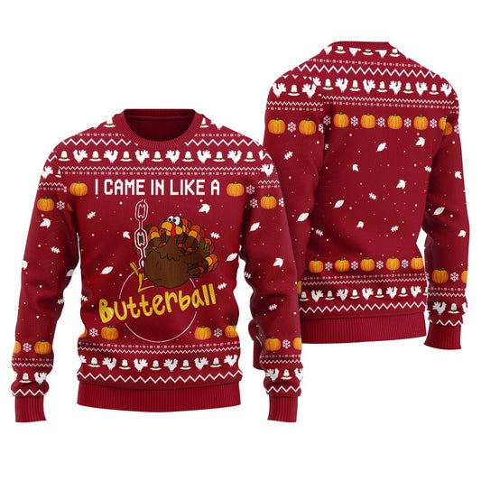 Humorous Turkey Butterball Ugly Thanksgiving Sweater
