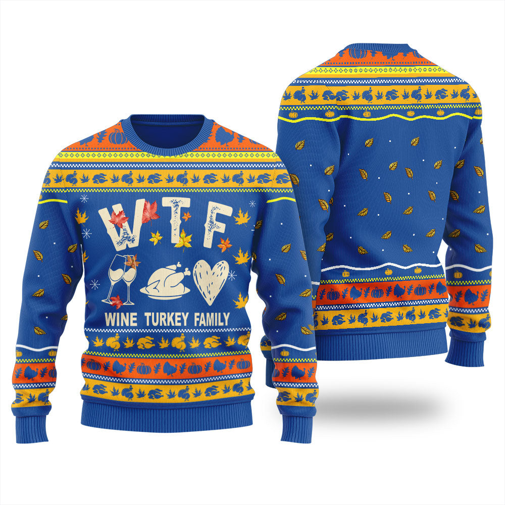 Humorous Wine Turkey Family Thanksgiving Ugly Sweater