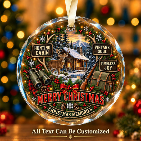 Hunting Cabin Personalized Glass Ornament | 5To9Vibe