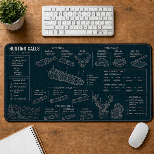 Hunting Calls Outdoor Skills Field Guide Desk Mat | 5To9Vibe
