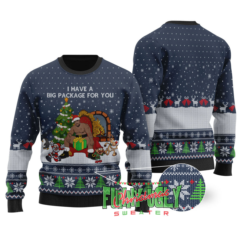 I Have A Big Package For You Barry Wood Christmas Sweater Navy