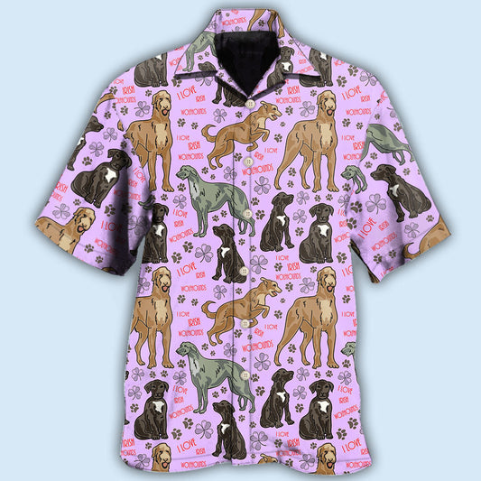 Irish Wolfhound Dog So Cute Pink Style - Hawaiian Shirt