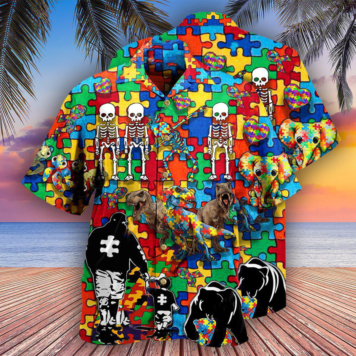 Autism Awareness It's OK To Be Different Dad And Son - Hawaiian Shirt