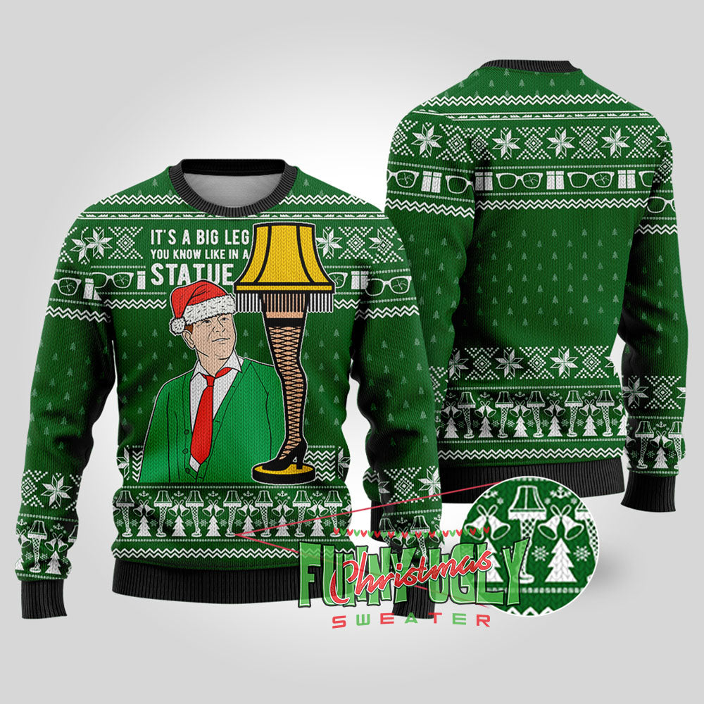 It's A Big Leg A Christmas Story Funny Sweater Forest Green