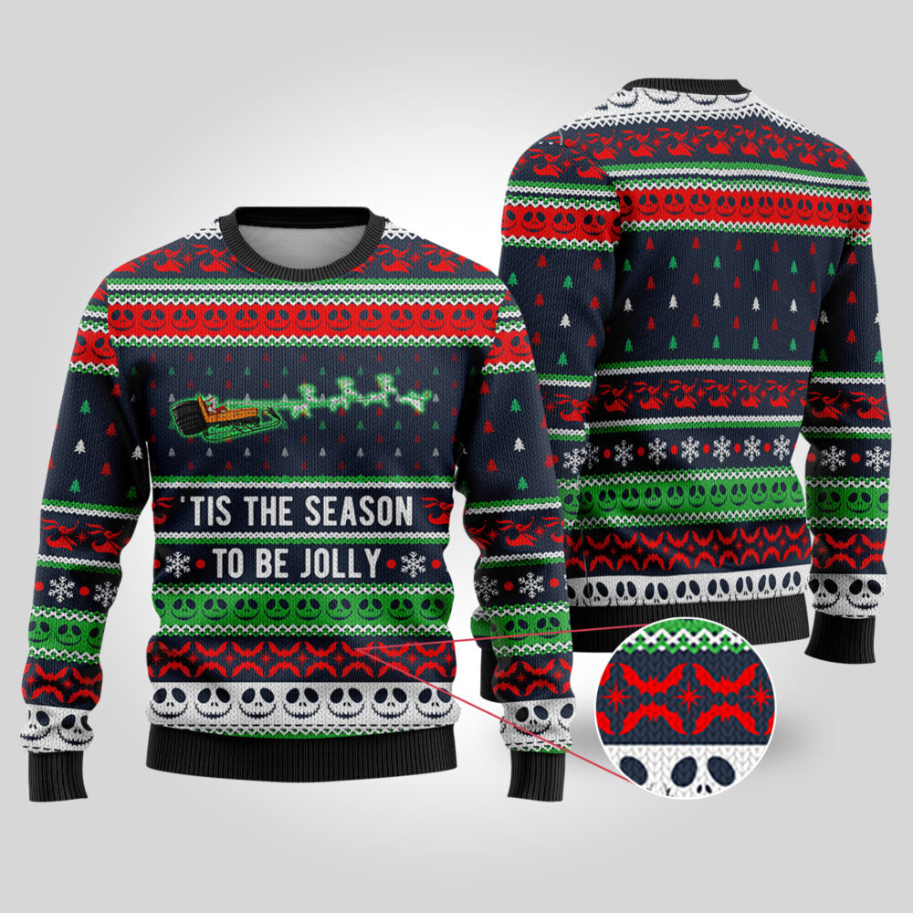 Jolly Nightmare Christmas Sweater Navy - Funny Ugly Christmas Sweater