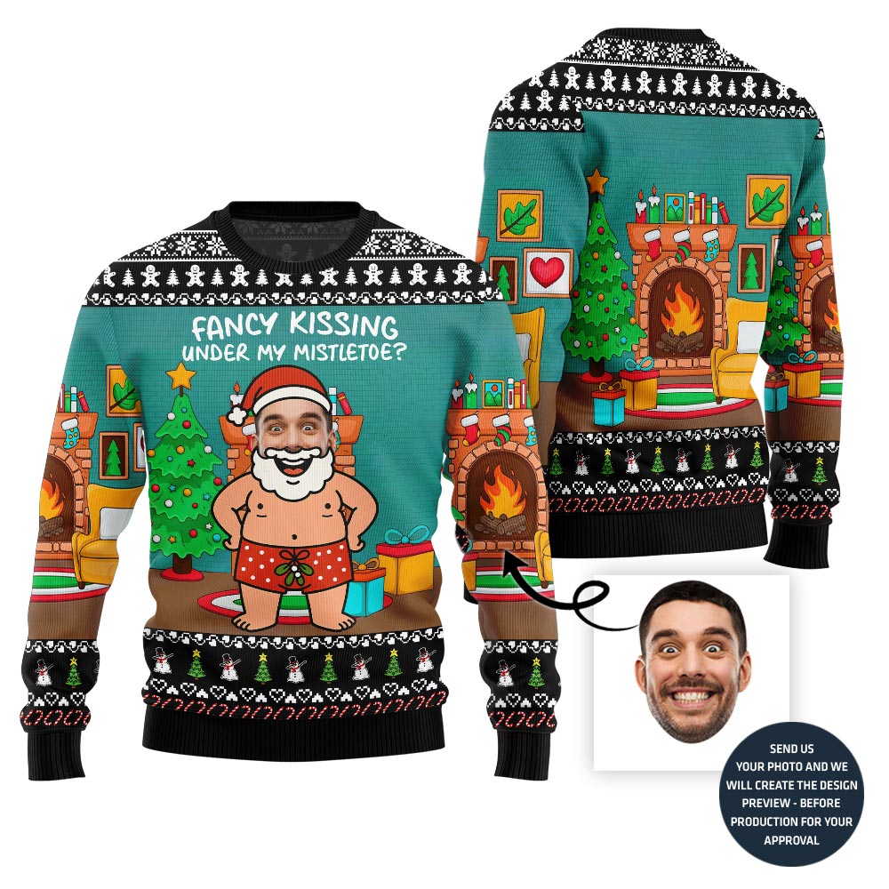 Kissing Under Mistletoe Customized Ugly Sweater