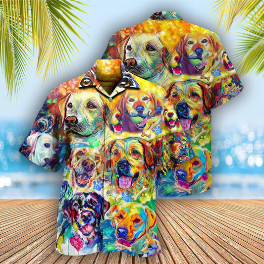 Labrador Retriever Love Is Wet Noses Slobbery Kisses Wagging Tails Colorful - Hawaiian Shirt
