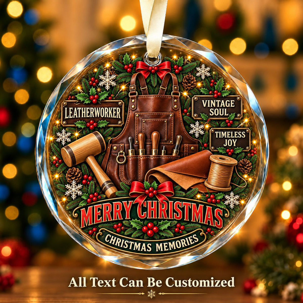 Leatherworker Personalized Glass Ornament | 5To9Vibe