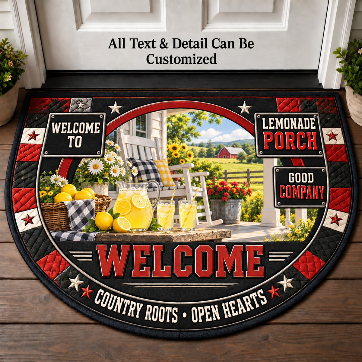 Lemonade Porch Personalized Half Round Mat | 5To9Vibe