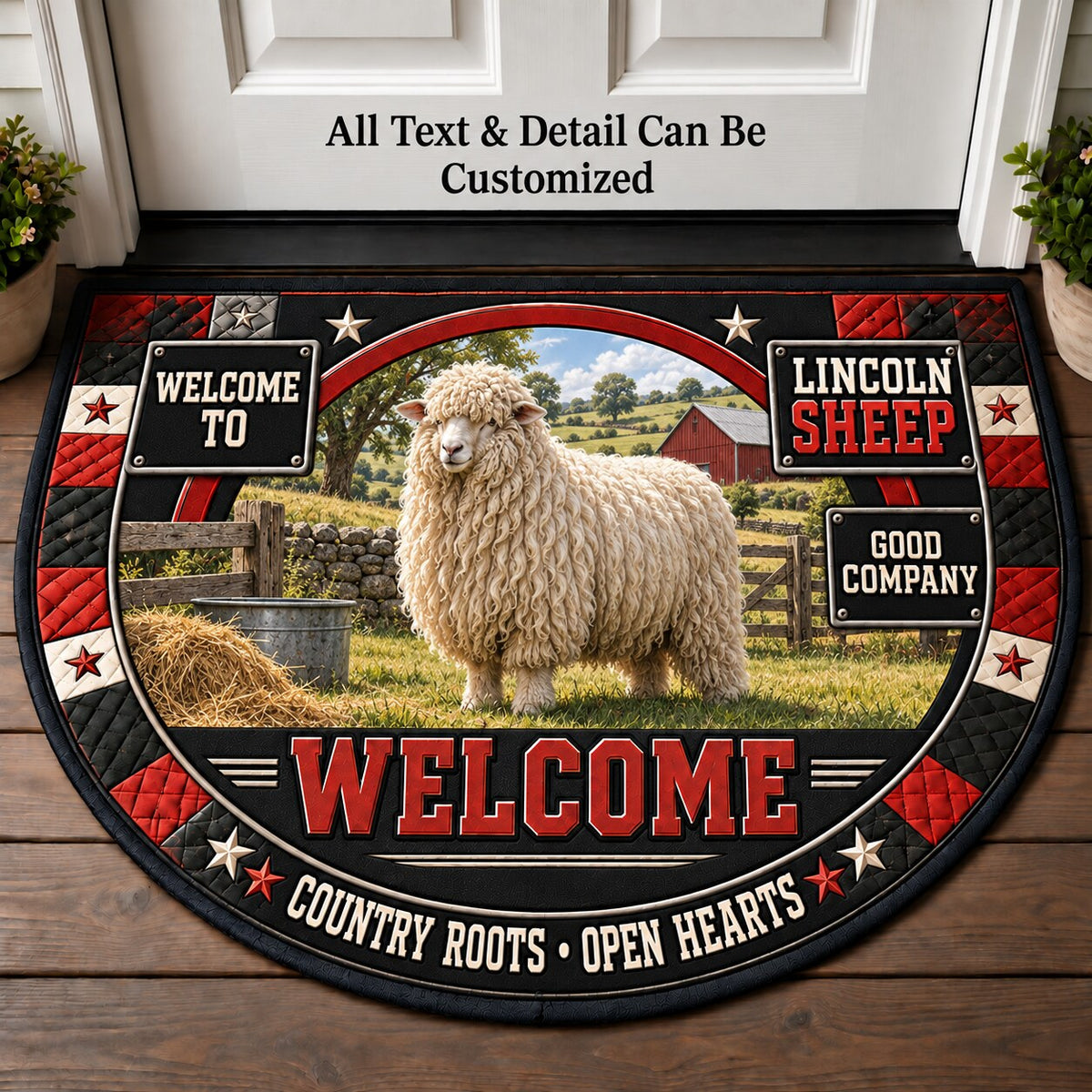 Lincoln Sheep Personalized Half Round Mat | 5To9Vibe