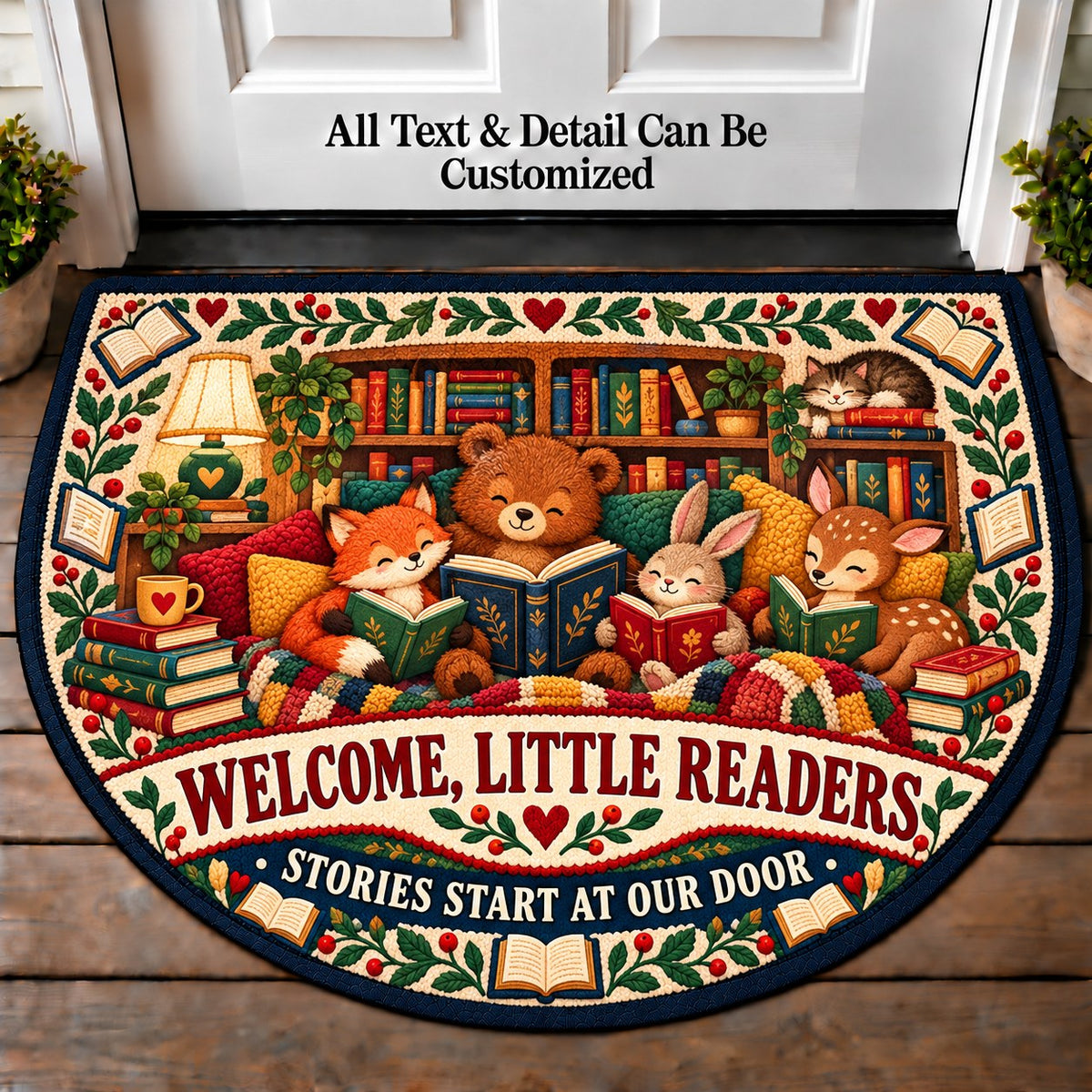Children's Storytime - Little Readers Personalized Half Round Mat | 5To9Vibe