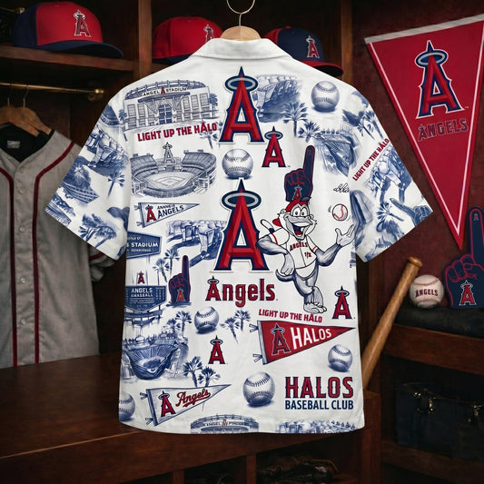 LAA Baseball Stadium Slogan Legacy Edition Vintage Unisex Button-Up Hawaiian Shirt