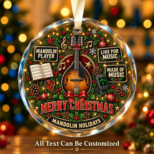 Mandolin Player Personalized Glass Ornament | 5To9Vibe