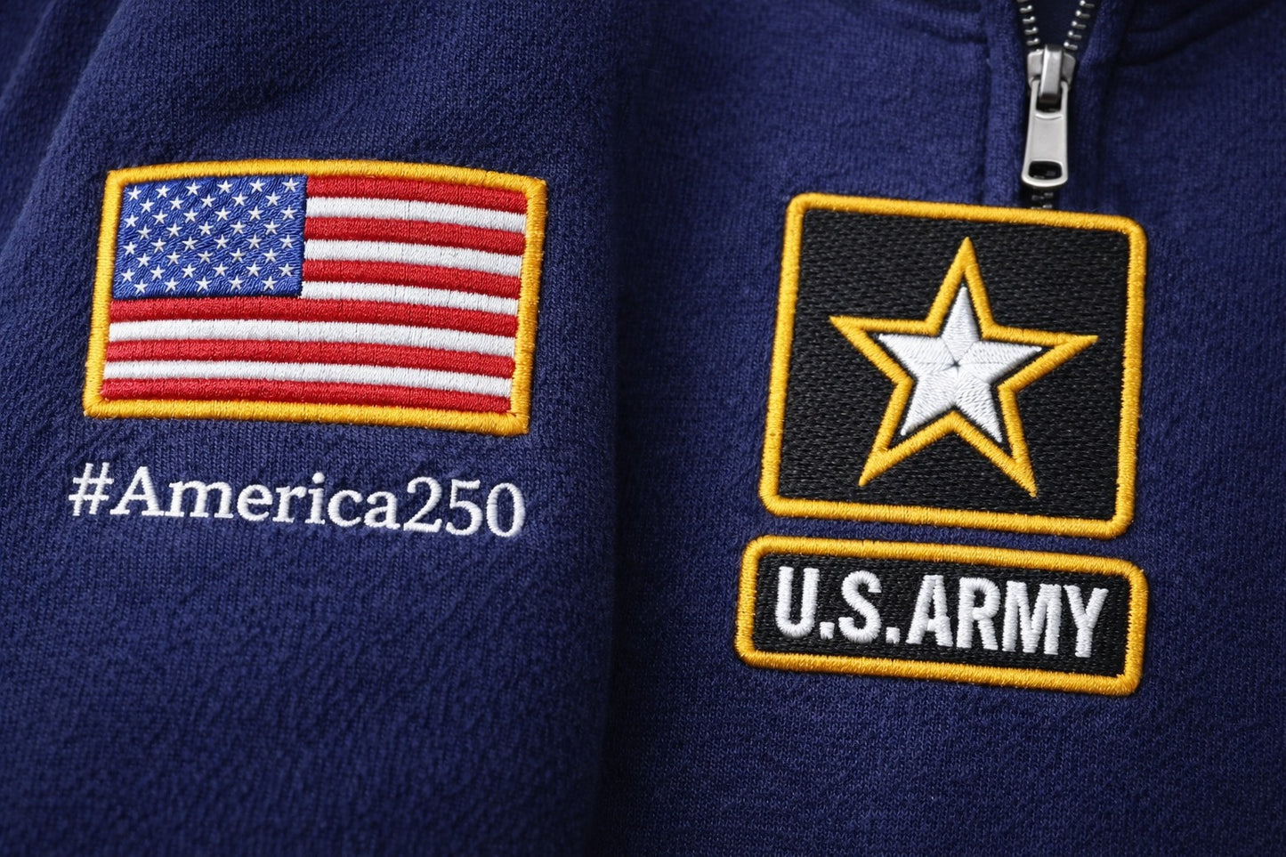 Veteran America 250 Anniversary Embroidered Logo Premium Quarter Zip Sweatshirt, Inspired Quarter Zip Sweater, Unisex Sweatshirt