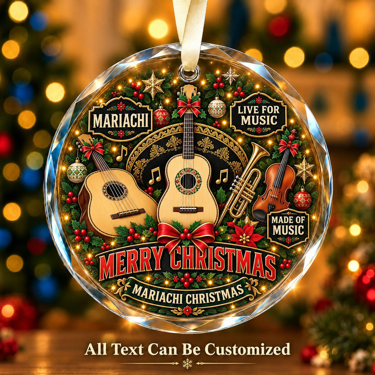 Mariachi Personalized Glass Ornament | 5To9Vibe
