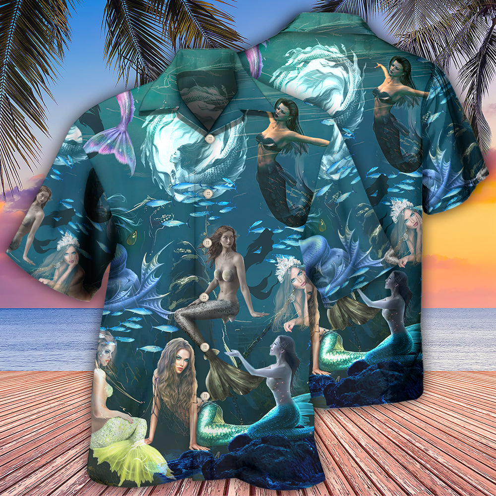 Mermaid In The Dark Deep Sea - Hawaiian Shirt