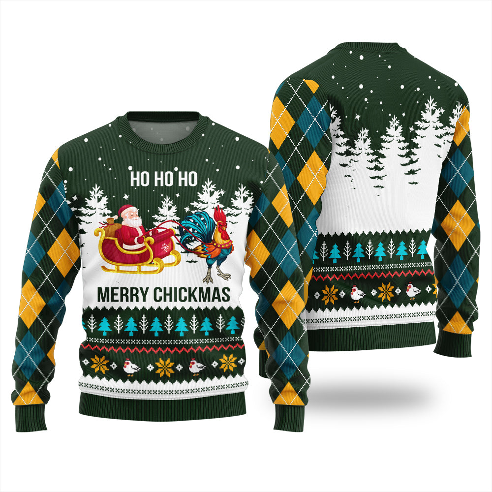Merry Chickmas Funny Santa Chicken Xmas Sweater