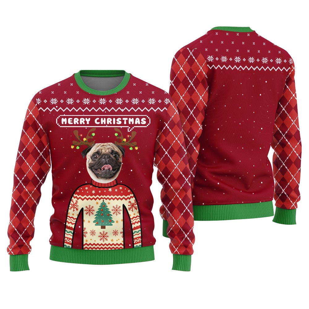Merry Christmas Personalized Dog Ugly Christmas Sweater