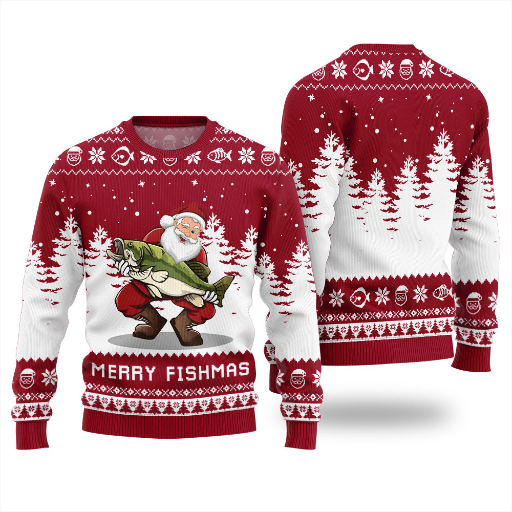 Merry Fishmas Fishing Ugly Christmas Sweater