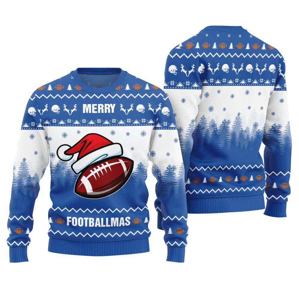 Merry Footballmas Funny Ugly Xmas Sweater For Women