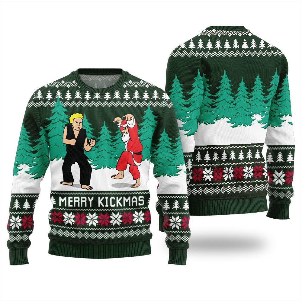 Merry Kickmas Karate Santa Ugly Xmas Sweater