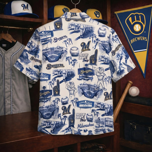 MB Baseball Stadium Slogan Legacy Edition Vintage Unisex Button-Up Hawaiian Shirt