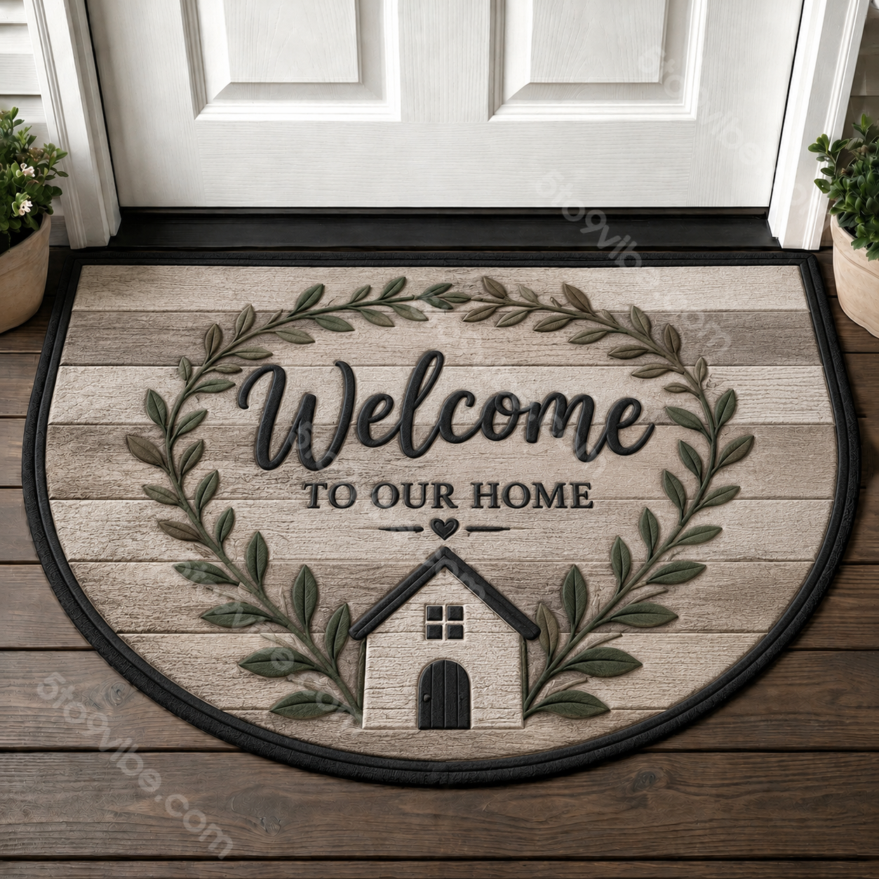 Welcome To Our Rustic Home Doormat - Cozy Cabin Pinecone & Wood Welcome Mat - 5to9vibe