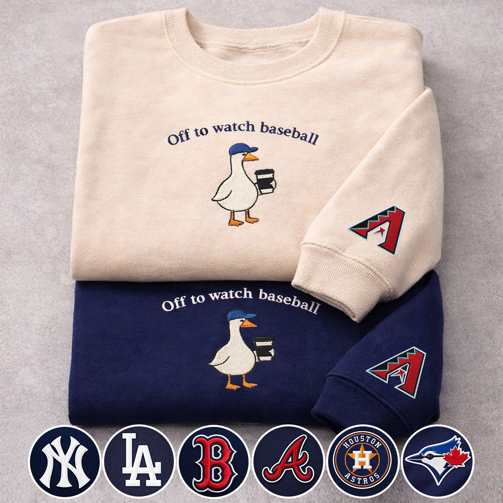 Off to watch Baseball Embroidered Logo Premium Quarter Zip Sweatshirt, Unisex Football Sweatshirt