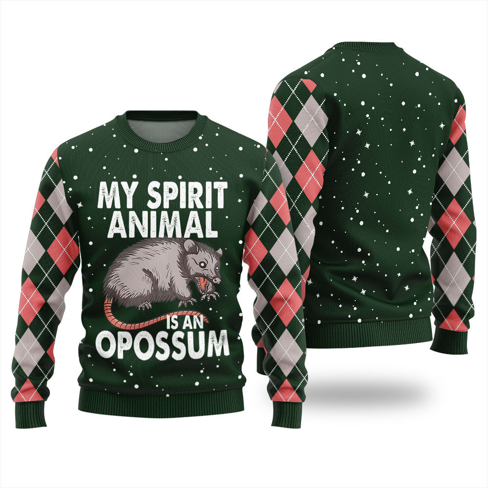 My Spirit Animal Is An Opossum Ugly Christmas Sweater