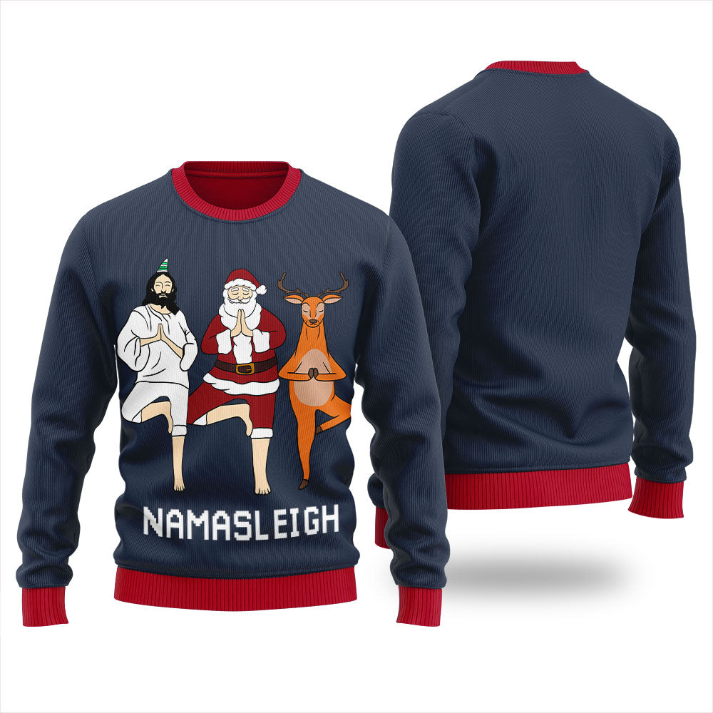 Namasleigh Yoga Men's Ugly Christmas Sweater