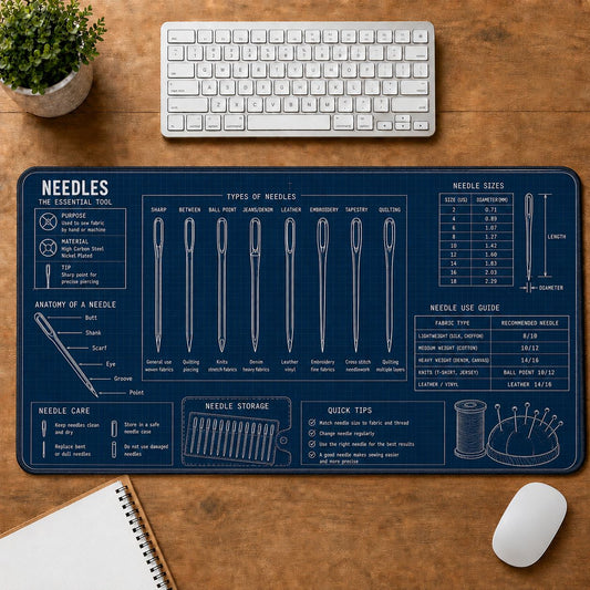 Sewing Needles Handcraft Technical Guide Desk Mat | 5To9Vibe
