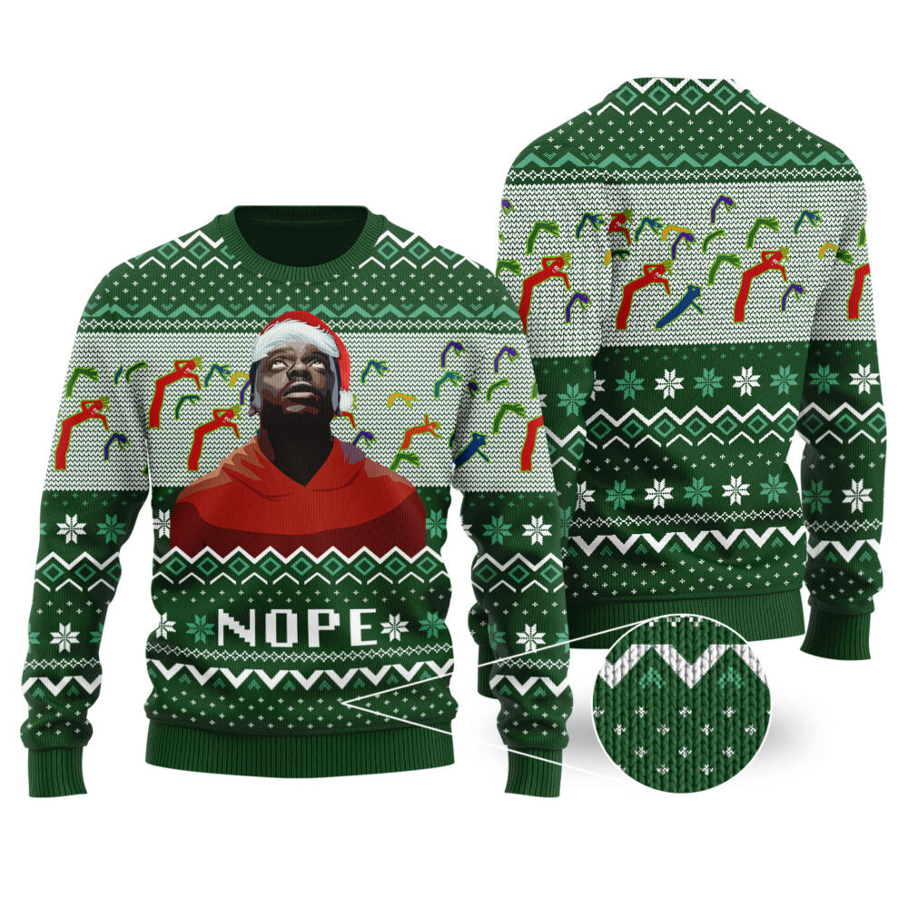 Nope Ugly Christmas Sweater Forest Green