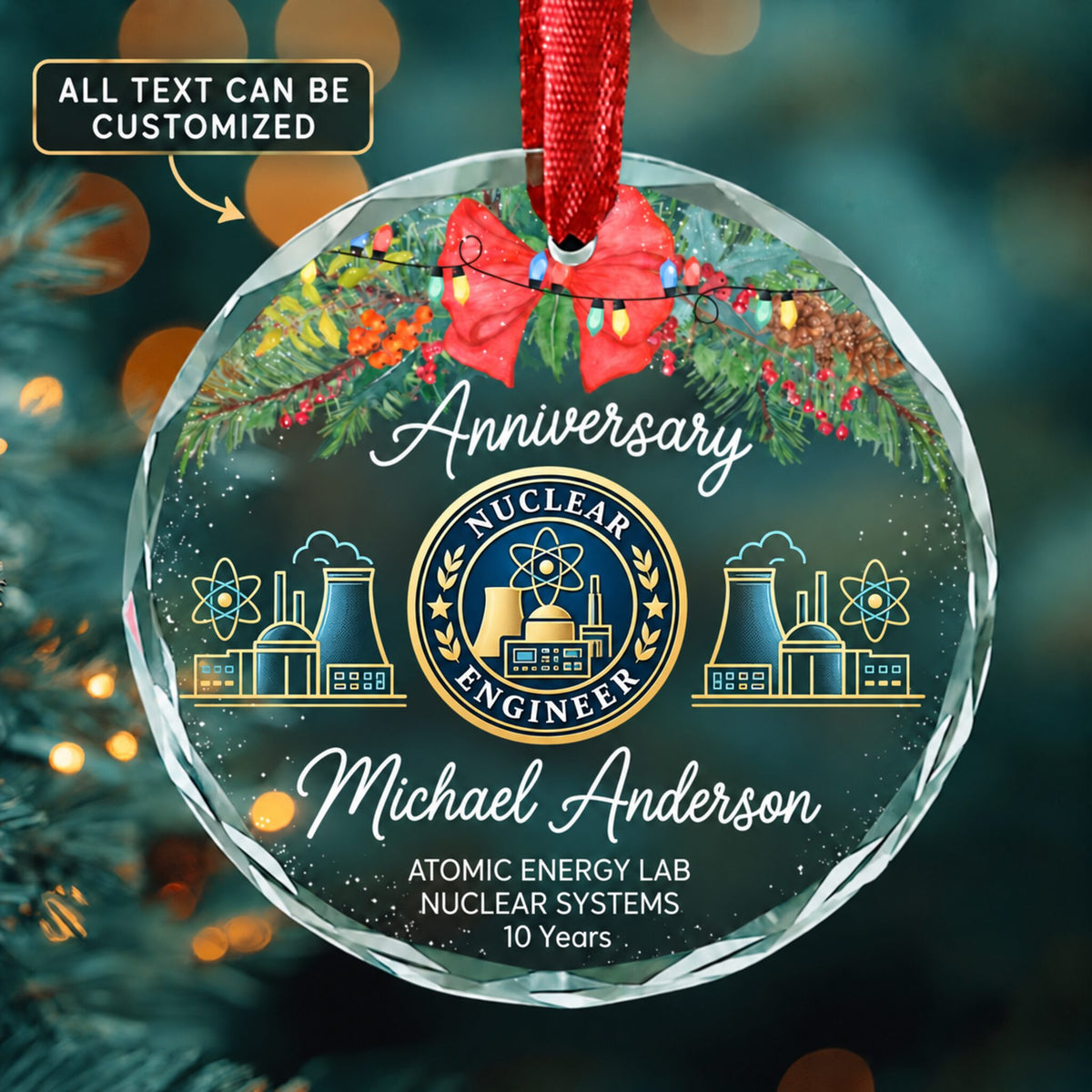 Nuclear Engineers Personalized Glass Ornament | 5To9Vibe