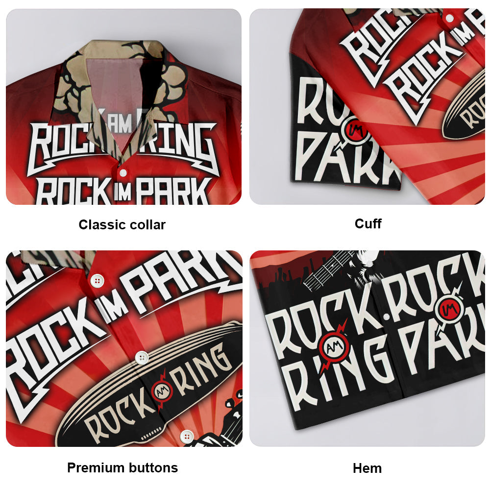 Rock Am Ring Y Rock Im Park Red Vibe Music Lover Amazing Style - Camisa Hawaiana Unisex para Hombres y Mujeres