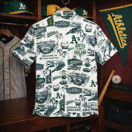OA Baseball Stadium Slogan Legacy Edition Vintage Unisex Button-Up Hawaiian Shirt
