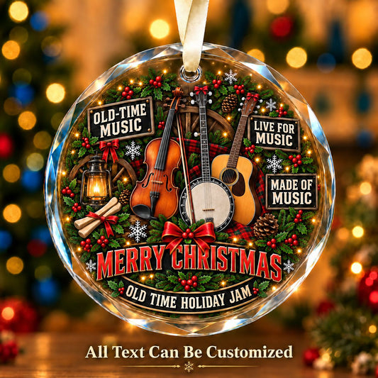 Old-Time Music Personalized Glass Ornament | 5To9Vibe