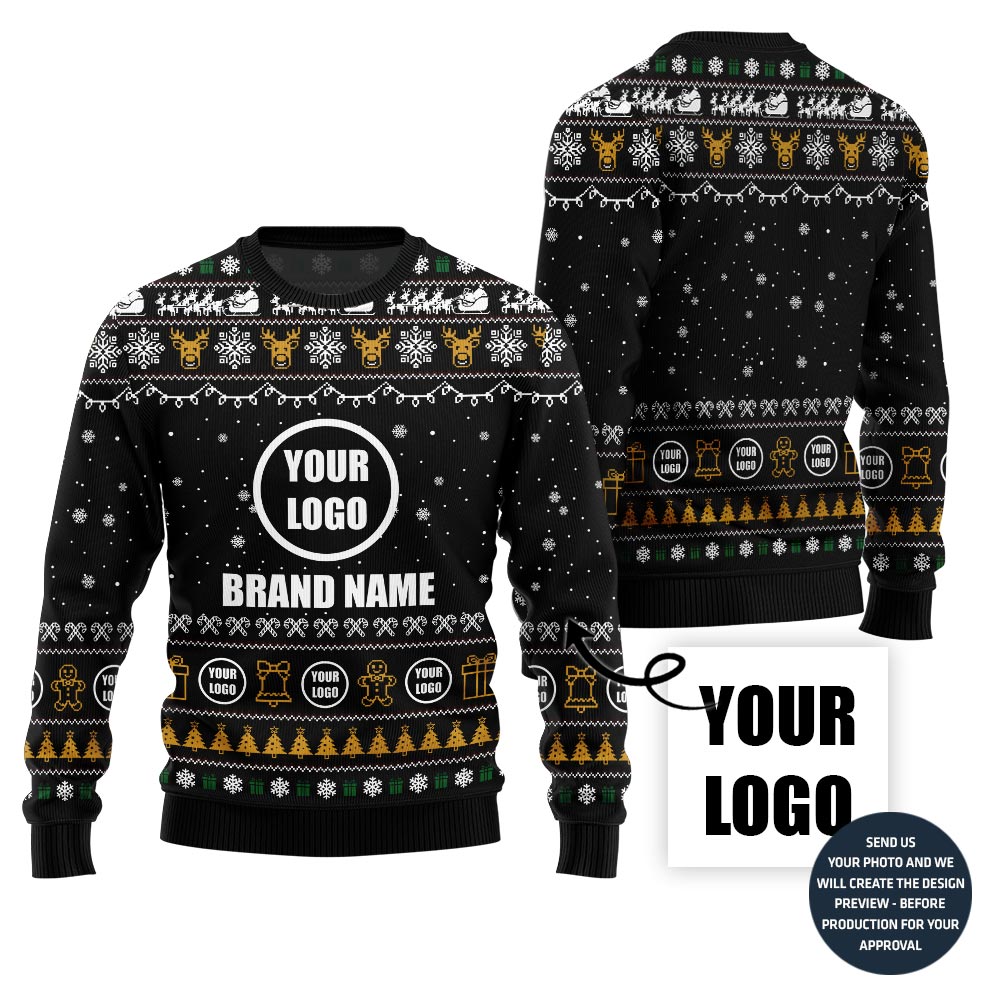 Outstanding Custom Company Logo Ugly Christmas Sweater