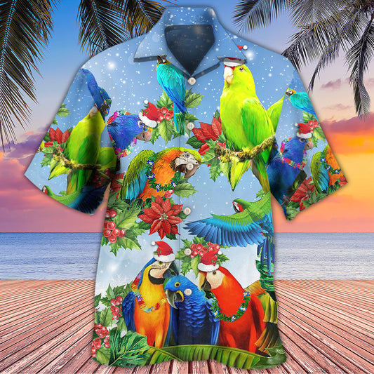 Parrot Couple Merry Christmas - Hawaiian Shirt