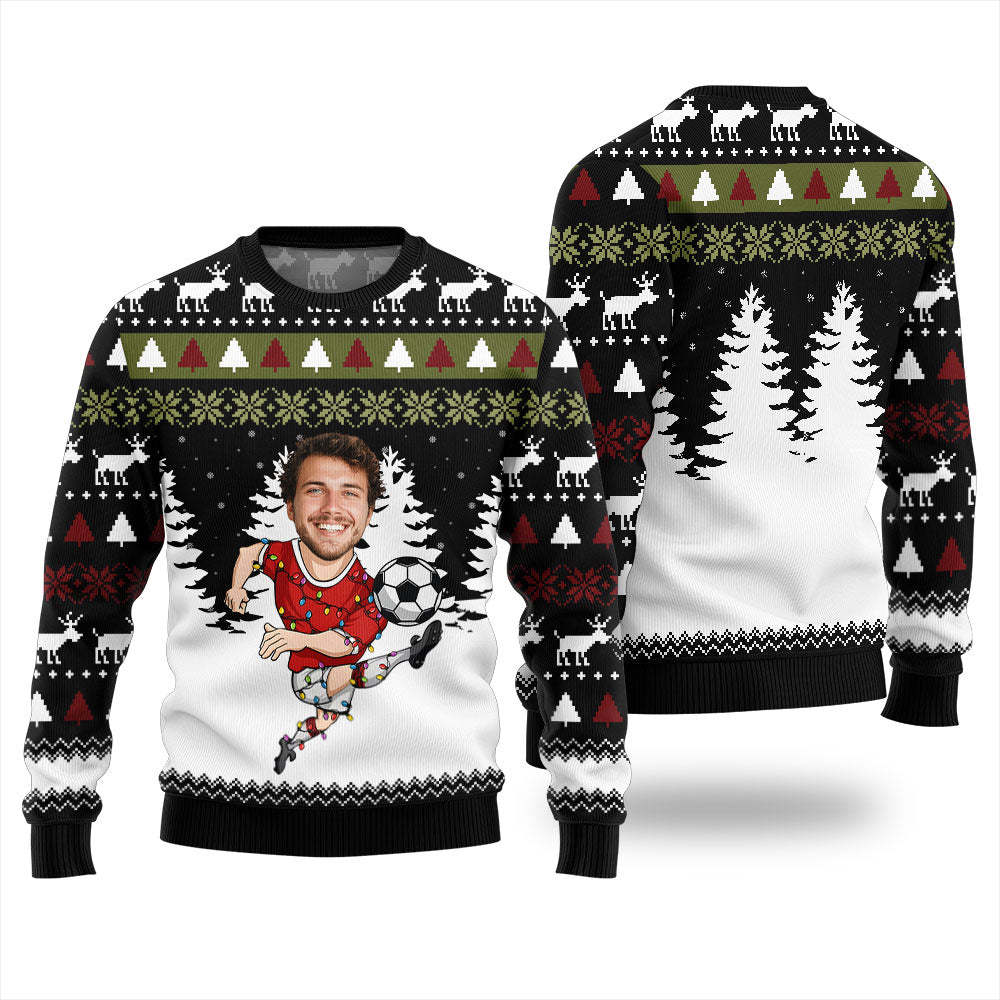 Personalized Face Soccer Christmas Sweater