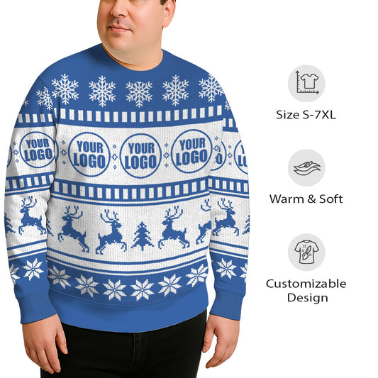 Personalized Logo For Business Plus Size Classic Xmas Sweater