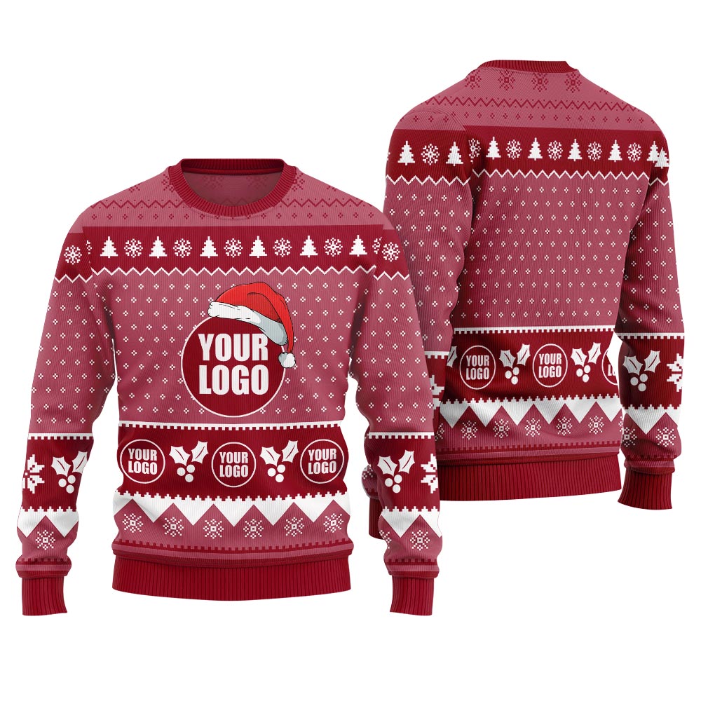 Personalized Logo Ugly Christmas Sweater For Company Cardinal Red