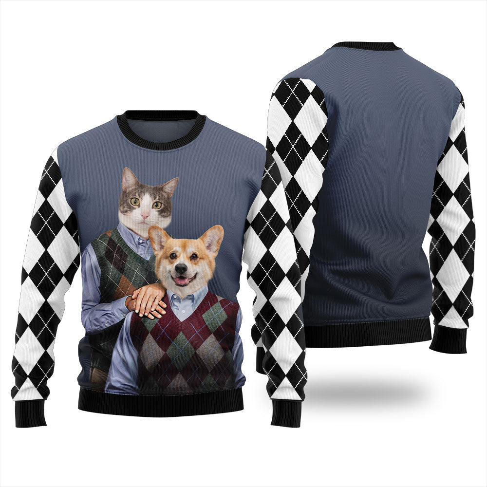 Personalized Pet Duo Ugly Christmas Sweater
