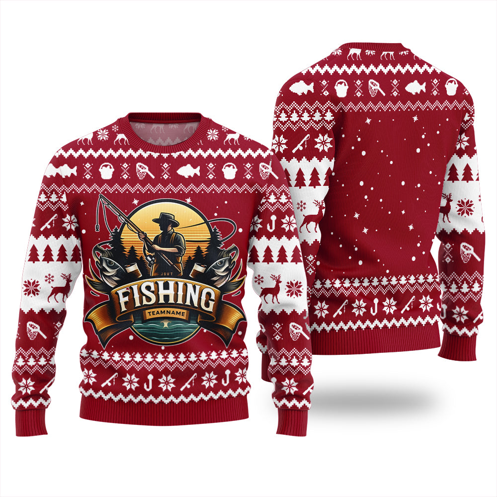 Personalized Team Name Fishing Ugly Sweater