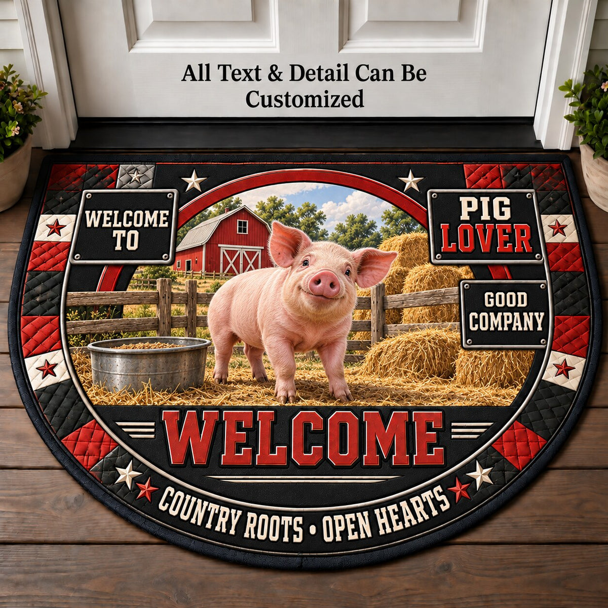 Pig Lover Personalized Half Round Mat | 5To9Vibe