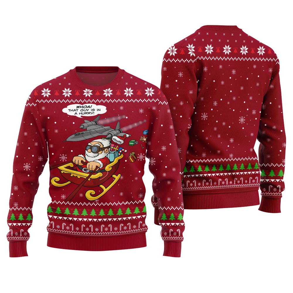 Pilot Santa Funny Christmas Sweaters Red